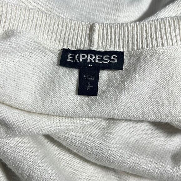 Express Cold Shoulder Rounded Hem Woven Sleeve Sweater Size S - Picture 6 of 8